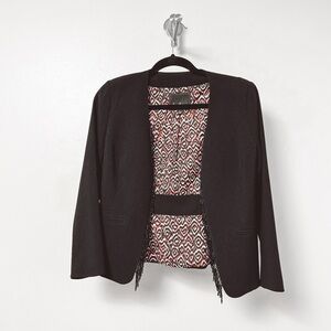 Sam Edelman‎ Beaded Front Trim Holiday Classic Blazer Jacket Black Small